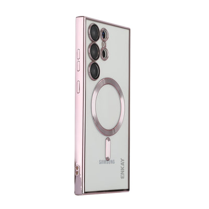 For Samsung Galaxy S22 Ultra 5G ENKAY Electroplated MagSafe Shockproof TPU Phone Case with Lens Film