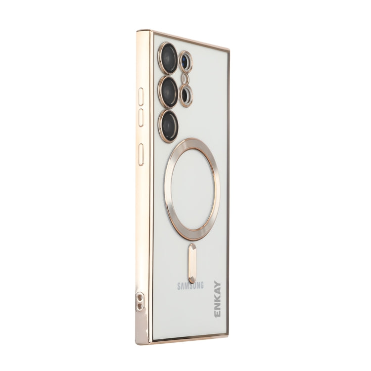 For Samsung Galaxy S22 Ultra 5G ENKAY Electroplated MagSafe Shockproof TPU Phone Case with Lens Film