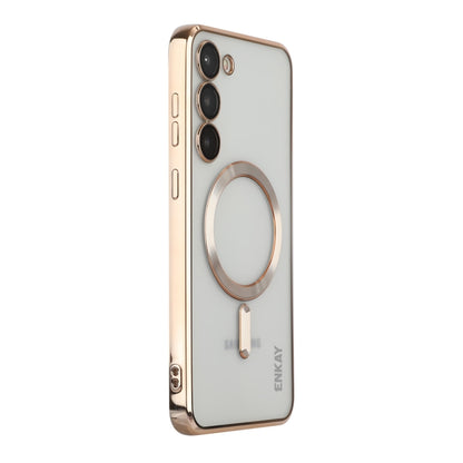 For Samsung Galaxy S23 ENKAY Hat-Prince Magnet Slim Clear Case Electroplated Shockproof Camera Protection Cover