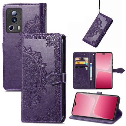 Mandala Flower Embossed Horizontal Flip Leather Phone Case, For Xiaomi 13 Lite
