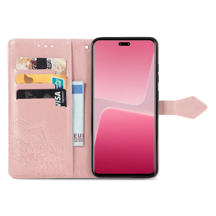 Mandala Flower Embossed Horizontal Flip Leather Phone Case, For Xiaomi 13 Lite