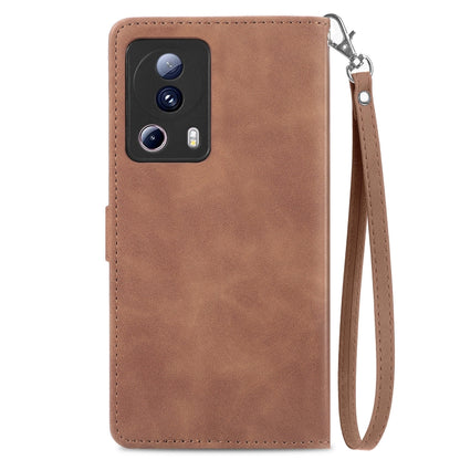 Embossed Flower Zipper Leather Phone Case, For Xiaomi 13 Lite