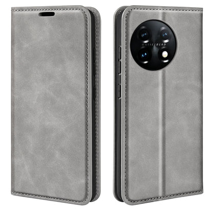 For OnePlus 11  Retro-skin Magnetic Suction Leather Phone Case