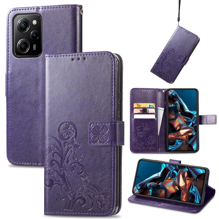 Four-leaf Clasp Embossed Leather Phone Case, Series 2