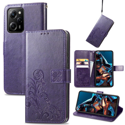 Four-leaf Clasp Embossed Leather Phone Case, Series 2