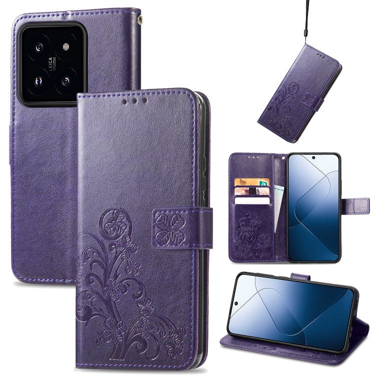 Four-leaf Clasp Embossed Leather Phone Case, Series 2