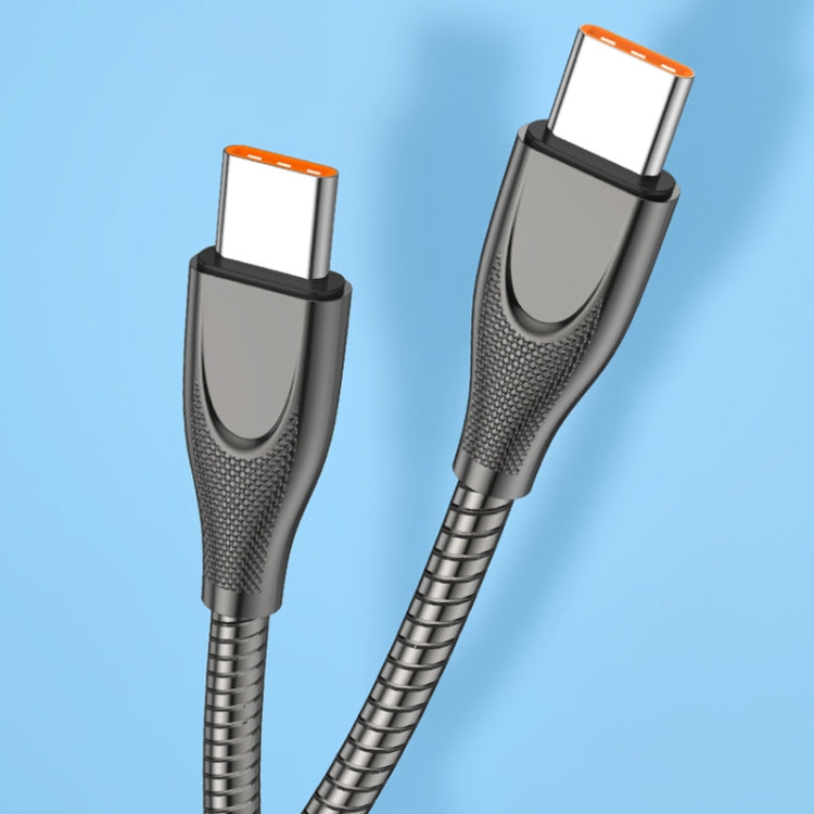 ENKAY ENK-CB129 PD 65W Type-C to Type-C Carbon Steel Hose Spring Fast Charging Data Cable, Length 1m, 1m Type-C to Type-C