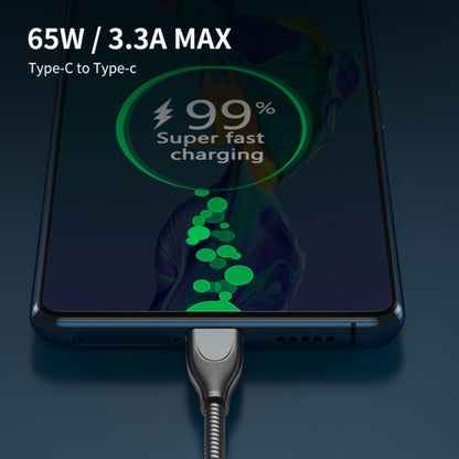 ENKAY ENK-CB129 PD 65W Type-C to Type-C Carbon Steel Hose Spring Fast Charging Data Cable, Length 1m, 1m Type-C to Type-C