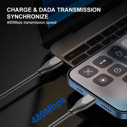 ENKAY ENK-CB129 PD 65W Type-C to Type-C Carbon Steel Hose Spring Fast Charging Data Cable, Length 1m, 1m Type-C to Type-C