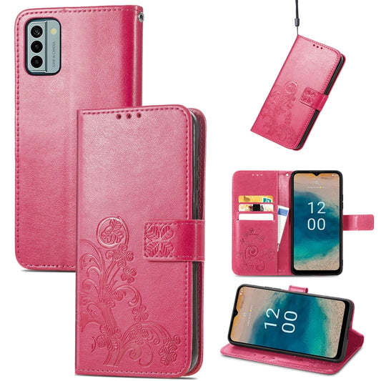 Four-leaf Clasp Embossed Buckle Leather Phone Case, For Nokia G22, For Nokia C12
