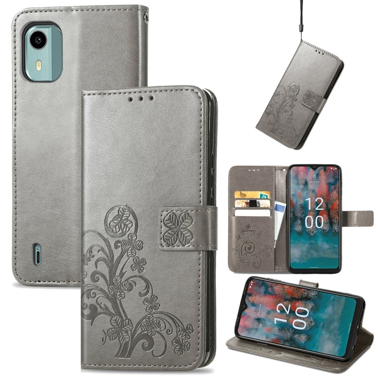 Four-leaf Clasp Embossed Buckle Leather Phone Case