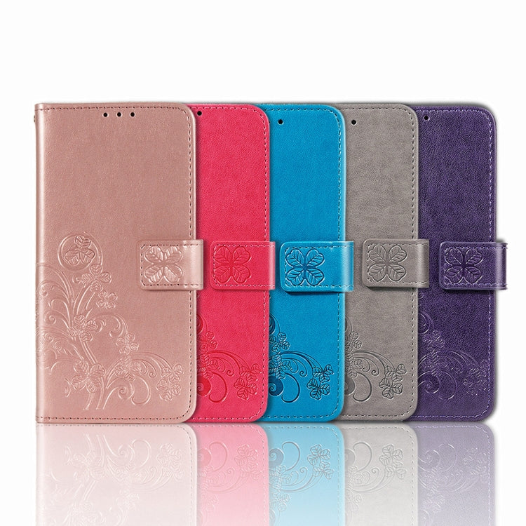 Four-leaf Clasp Embossed Buckle Leather Phone Case