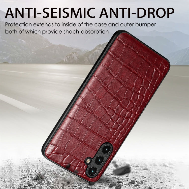 Crocodile Grain Leather Back Cover Phone Case