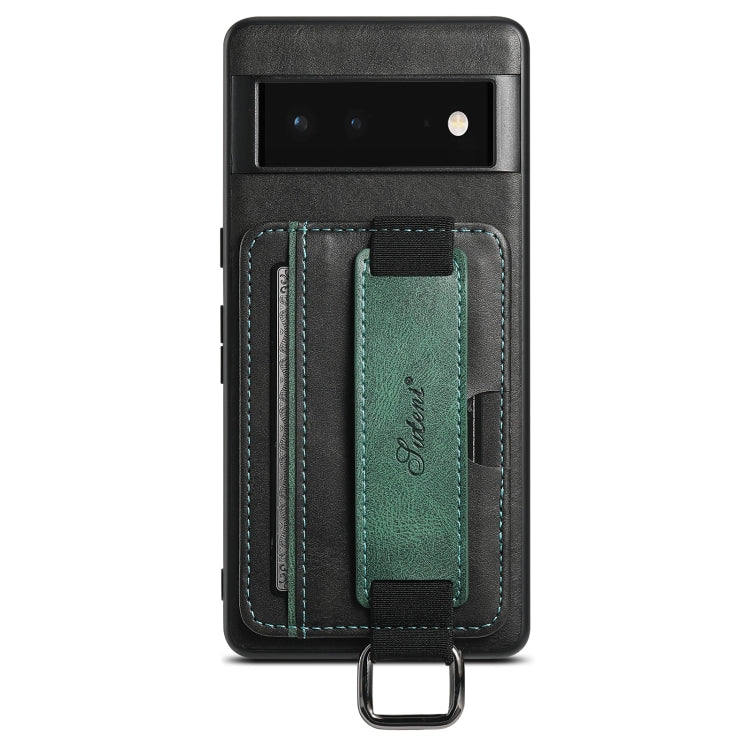 Suteni H13 Card Wallet Wrist Strap Holder PU Phone Case