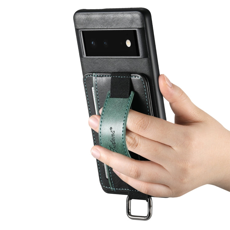 Suteni H13 Card Wallet Wrist Strap Holder PU Phone Case