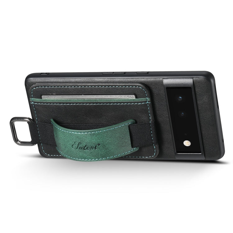 Suteni H13 Card Wallet Wrist Strap Holder PU Phone Case