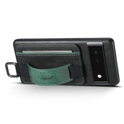 Suteni H13 Card Wallet Wrist Strap Holder PU Phone Case