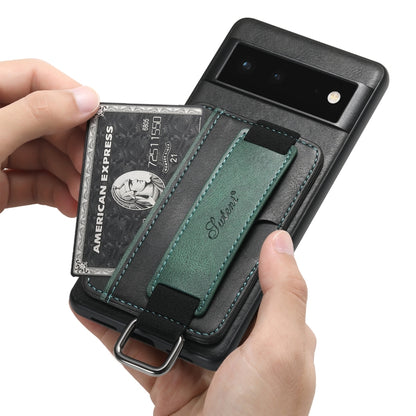 Suteni H13 Card Wallet Wrist Strap Holder PU Phone Case