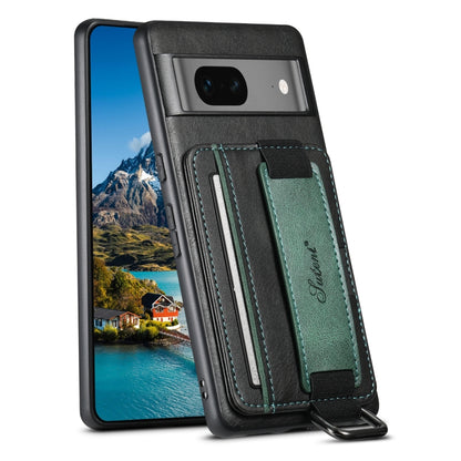 Suteni H13 Card Wallet Wrist Strap Holder PU Phone Case