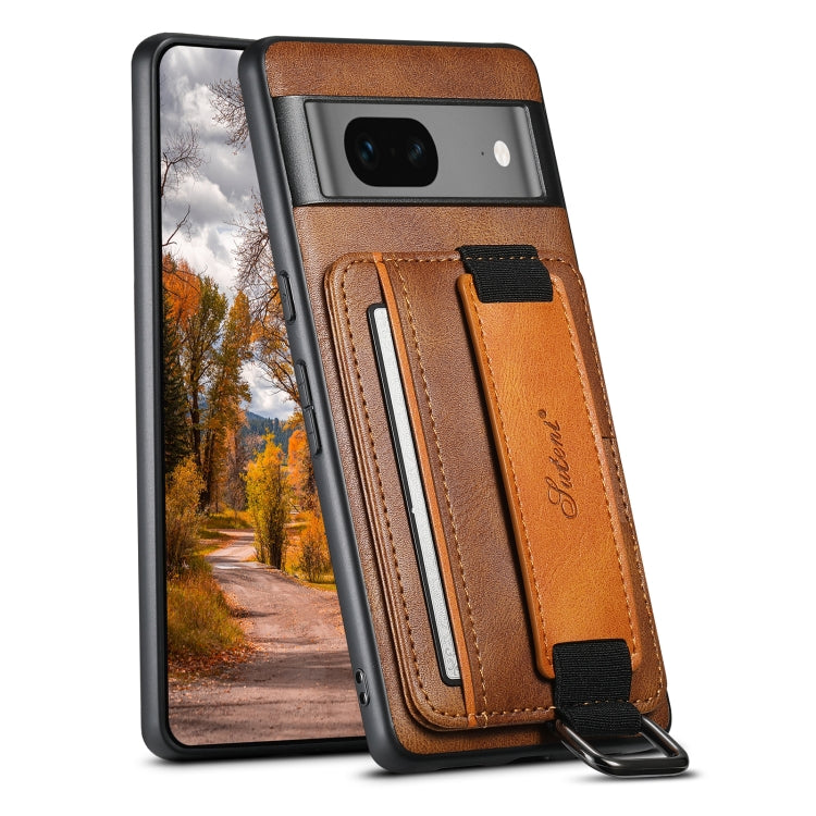Suteni H13 Card Wallet Wrist Strap Holder PU Phone Case