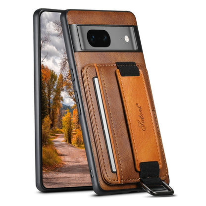 Suteni H13 Card Wallet Wrist Strap Holder PU Phone Case