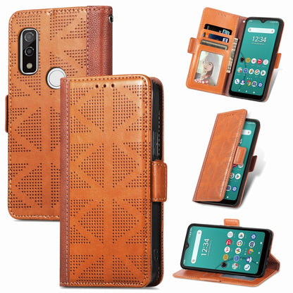 Grid Leather Flip Phone Case