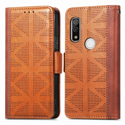 Grid Leather Flip Phone Case