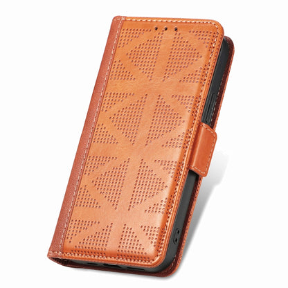 Grid Leather Flip Phone Case