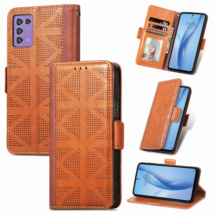 Grid Leather Flip Phone Case