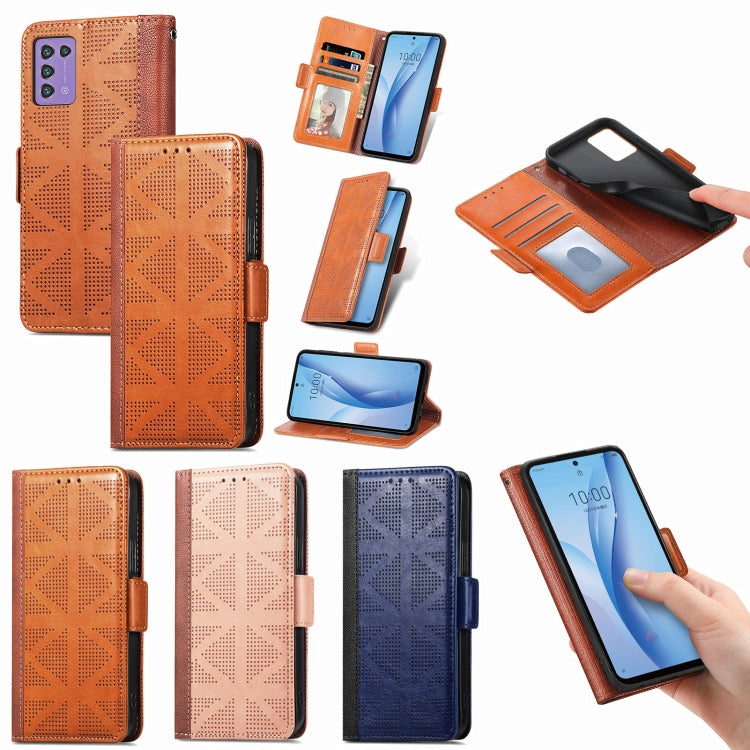 Grid Leather Flip Phone Case
