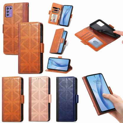 Grid Leather Flip Phone Case