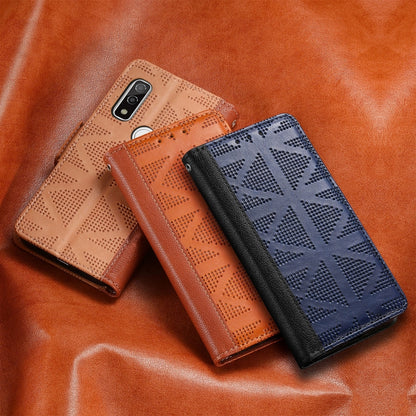 Grid Leather Flip Phone Case