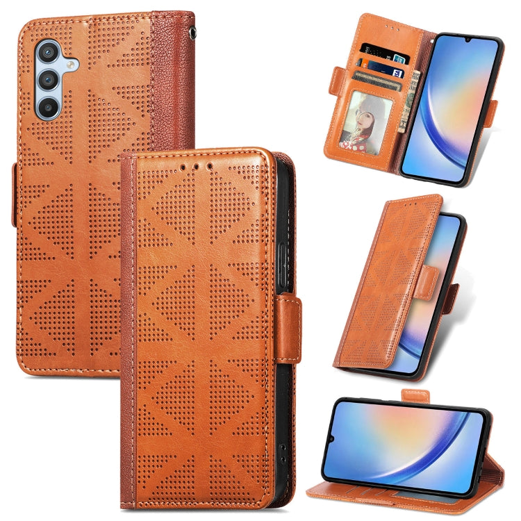 Grid Leather Flip Phone Case