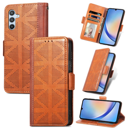 Grid Leather Flip Phone Case