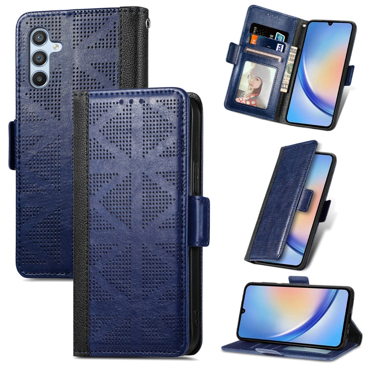 Grid Leather Flip Phone Case