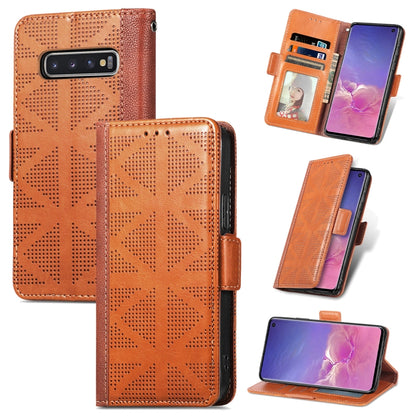 Grid Leather Flip Phone Case