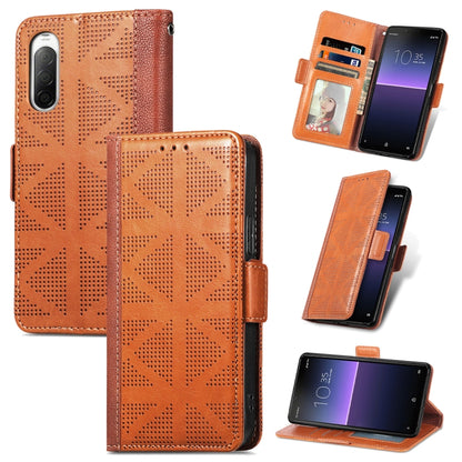 Grid Leather Flip Phone Case