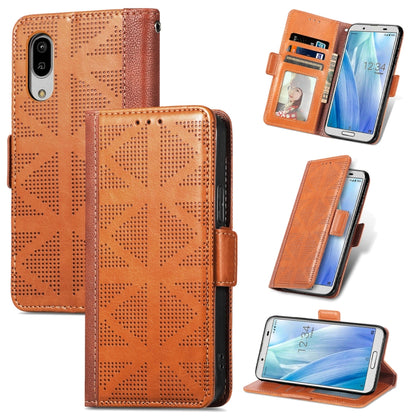 Grid Leather Flip Phone Case