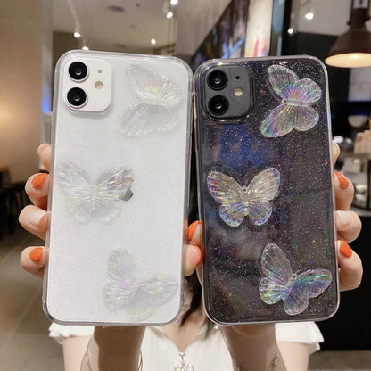 Clear Crystal Butterflies TPU Phone Case