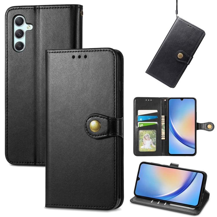 Retro Solid Color Buckle Leather Phone Case, For Samsung Galaxy S24+ 5G, For Samsung Galaxy S24 5G, For Samsung Galaxy A34 5G, For Samsung Galaxy A54 5G