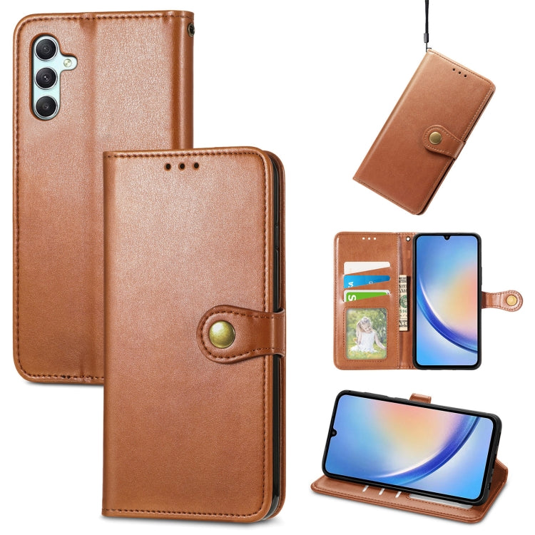 Retro Solid Color Buckle Leather Phone Case, For Samsung Galaxy S24+ 5G, For Samsung Galaxy S24 5G, For Samsung Galaxy A15, For Samsung Galaxy A34 5G