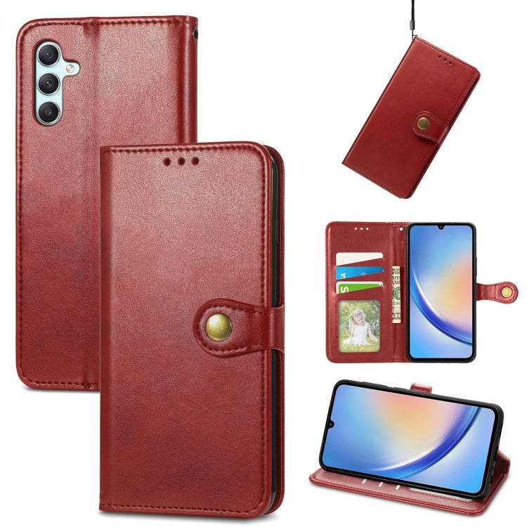 Retro Solid Color Buckle Leather Phone Case, For Samsung Galaxy S24+ 5G, For Samsung Galaxy S24 5G, For Samsung Galaxy A34 5G, For Samsung Galaxy A54 5G
