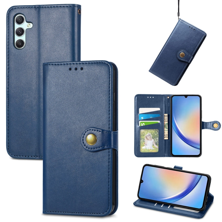 Retro Solid Color Buckle Leather Phone Case, For Samsung Galaxy S24+ 5G, For Samsung Galaxy S24 5G, For Samsung Galaxy A34 5G, For Samsung Galaxy A54 5G