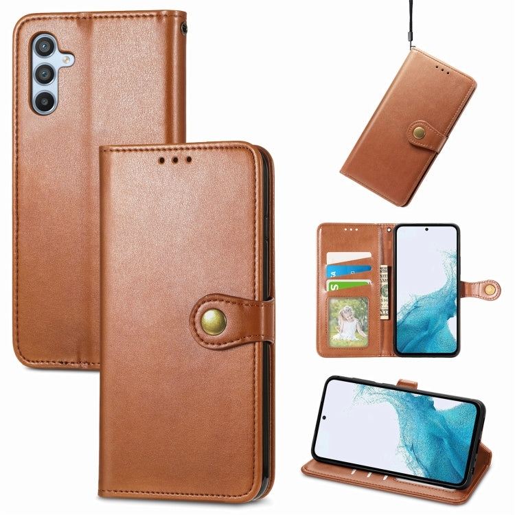Retro Solid Color Buckle Leather Phone Case, For Samsung Galaxy S24+ 5G, For Samsung Galaxy S24 5G, For Samsung Galaxy A34 5G, For Samsung Galaxy A54 5G