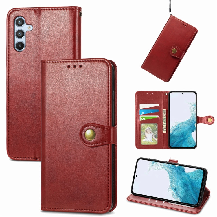 Retro Solid Color Buckle Leather Phone Case, For Samsung Galaxy S24+ 5G, For Samsung Galaxy S24 5G, For Samsung Galaxy A34 5G, For Samsung Galaxy A54 5G