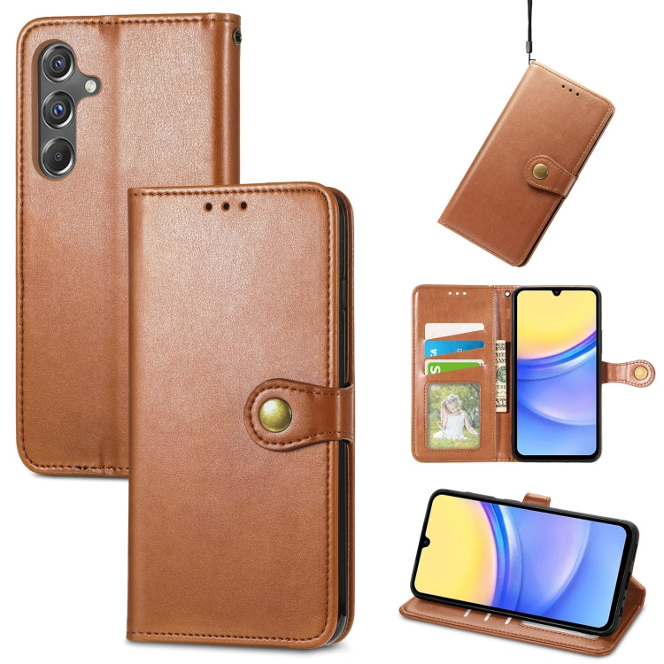 Retro Solid Color Buckle Leather Phone Case, For Samsung Galaxy S24+ 5G, For Samsung Galaxy S24 5G, For Samsung Galaxy A15, For Samsung Galaxy A34 5G