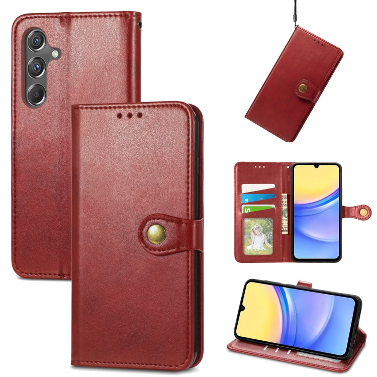 Retro Solid Color Buckle Leather Phone Case, For Samsung Galaxy A15