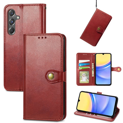 Retro Solid Color Buckle Leather Phone Case, For Samsung Galaxy A15