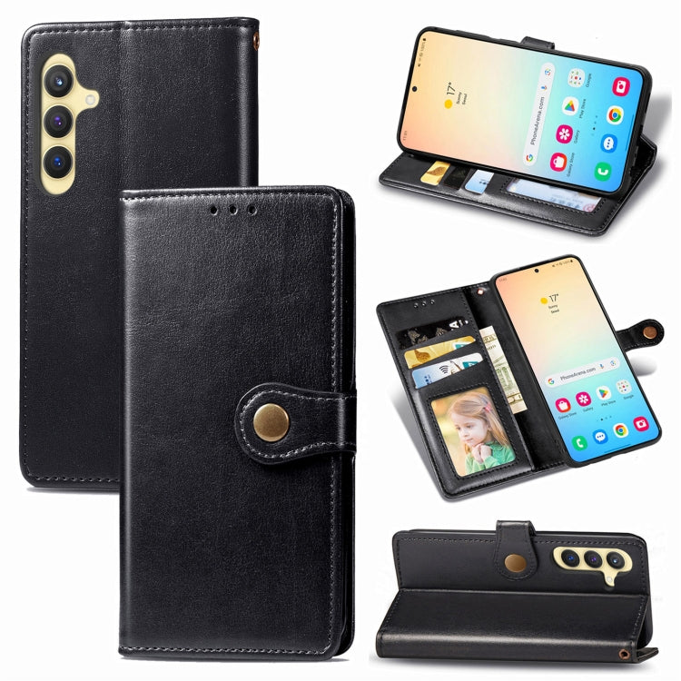 Retro Solid Color Buckle Leather Phone Case