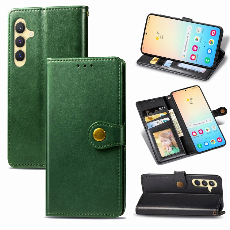 Retro Solid Color Buckle Leather Phone Case, For Samsung Galaxy S24+ 5G, For Samsung Galaxy S24 5G, For Samsung Galaxy A34 5G, For Samsung Galaxy A54 5G
